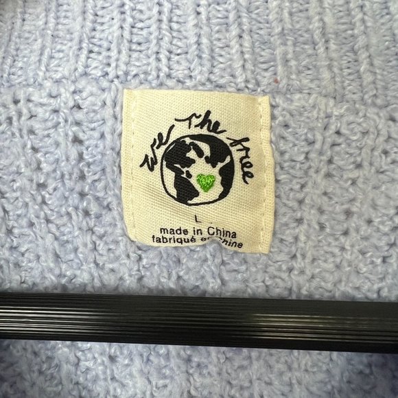 Free People Snowdrift Blue Open Weave Crochet Frill Cuff Collar Sweater - Picture 4 of 8